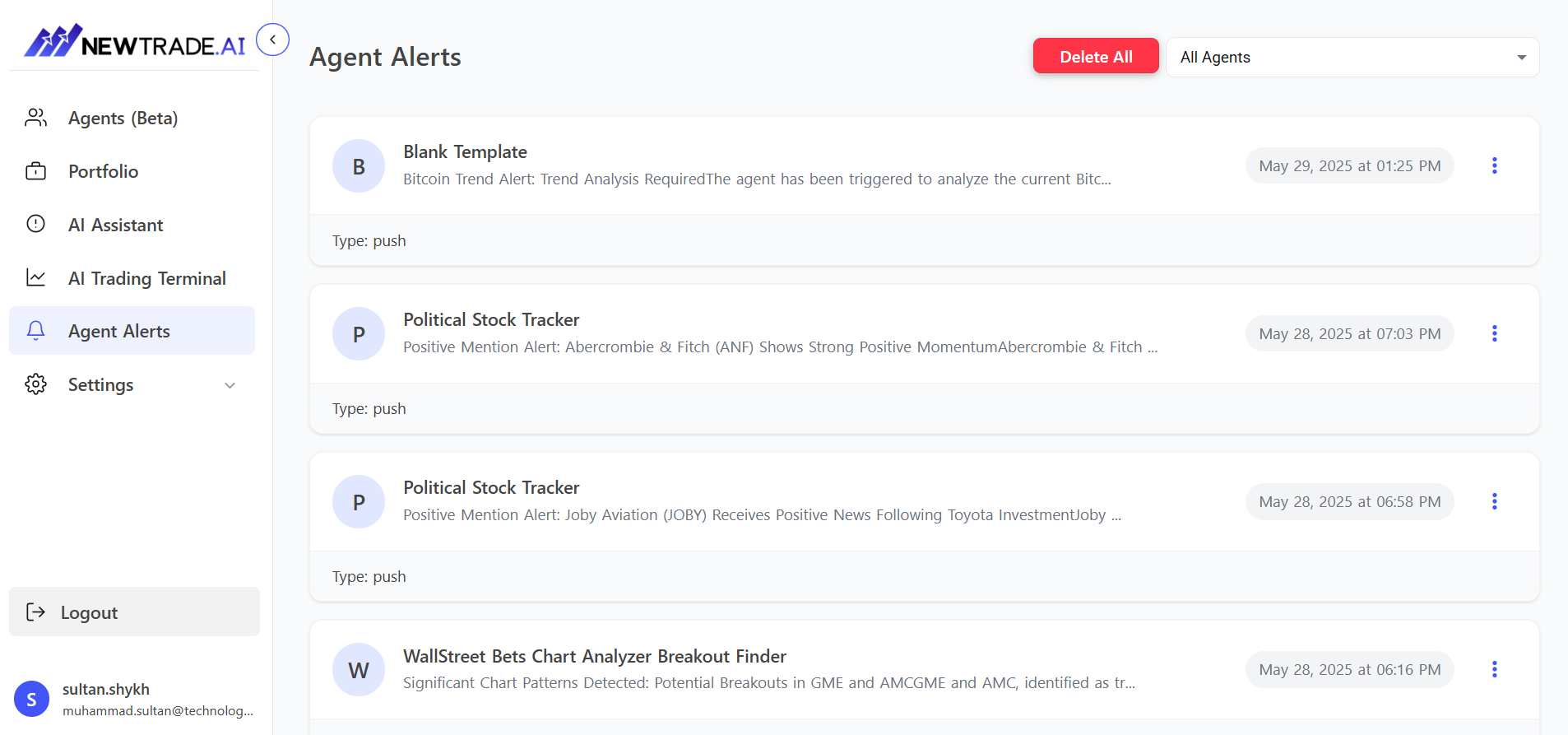 Automated Trading Dashboard